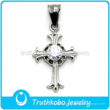 Conception d&#39;usine avec CZ pierre croix chrétienne en acier inoxydable croix pendentif haute qualité Christ pendentif religieux